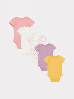 Bisiklet Yaka K?sa Kollu K?z Bebek ??t??tl? Body 5li