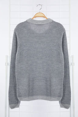 TRENDYOL MAN Gri Casual Regular Polo Yaka Dokulu Triko Kazak TMNAW25KZ00016 - Trendyolmilla фото 8