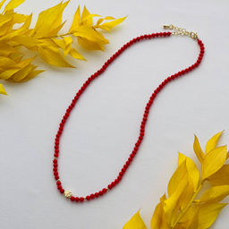 Бусы из красного Коралла со вставкой "Сердце" 43 см +