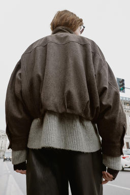 HERRINGBONE BALLOON BOMBER JACKET - Zara фото 7