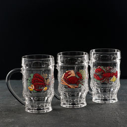 Цена за 8 шт. Пивная кружка «Деликатес. Пинта», 500 мл, стекло, рисунок МИКС