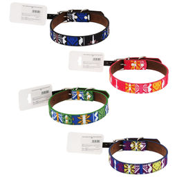 Пэт тойс (Pet toys) Ошейник для собаки Этно 2,4х51см, металлическая застежка, основа-под кожу, верх-полиэстер, металл декор, на картоне, цвета в ассортименте: сине-черный, желто-зеленый, фуксия, фиолетовый (Китай) фото 3