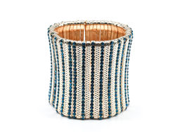 Браслет манжета с цирконом цв.голубой