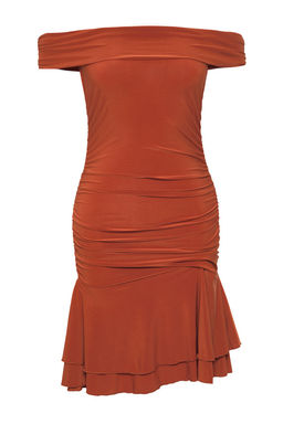 Siyah Carmen Yaka Vucuda Oturan Etegi F?rf?rl? Mini Esnek Orme Elbise TWOSS25EL00225 - Trendyolmilla фото 7