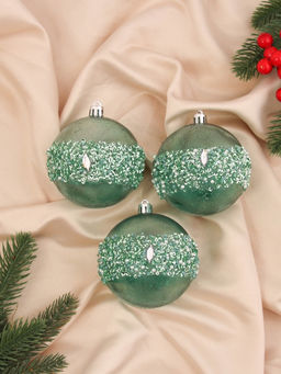 Ёлочные игрушки Эйдонс, шары новогодние, набор d=8 см, 3 шт., зелёный - Зимнее волшебство фото 7