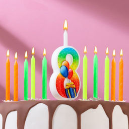 Свечи для торта «Цифра 8 + классические», 10 см