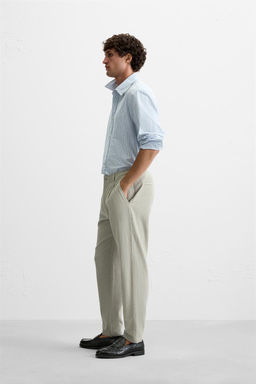 TEXTURED PLEATED TROUSERS - Zara фото 22