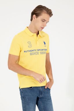 U. S. Polo Assn Мужская светло-желтая футболка с воротником-поло - U.s. polo assn фото 4