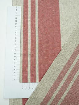 Холст-дорожка Бордовые полосы (на суровом), ш.0.55м, лен-30%, хлопок-70%, 270гр/м.кв - Купава фото 3