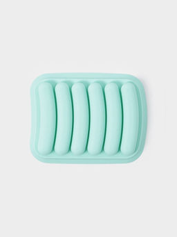 Форма для выпечки и приготовления сосисок Доляна, 6 ячеек, с крышкой, 17.5×13.5.2.8 см, силикон, бирюзовый