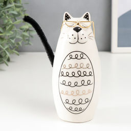 Фигурка керамика «Котик в очках с кучерявым животиком», 6.2×5.8×14 см