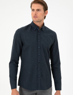 Lacivert Slim Fit Uzun Kollu G_mlek