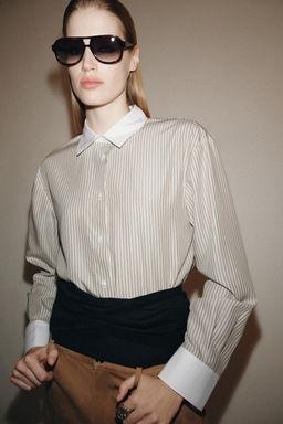 ZW COLLECTION CONTRAST STRIPED SHIRT - Zara фото 11
