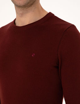 Bordo Slim Fit Bisiklet Yaka Basic Triko Kazak - Pierre cardin фото 7
