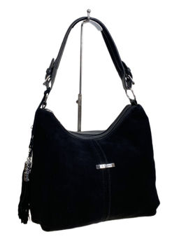 Женская сумка из искусственной кожи и натуральной замши, цвет черный