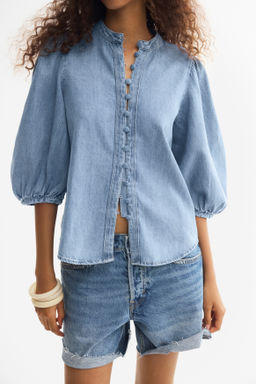 Blusa denim con manga puffy - H&m фото 3
