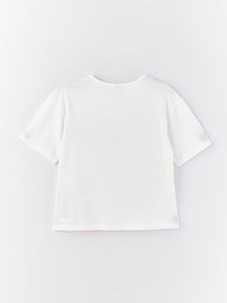 Bisiklet Yaka Bask?l? K?sa Kollu K?z ?ocuk Ti??rt - Waikiki фото 2