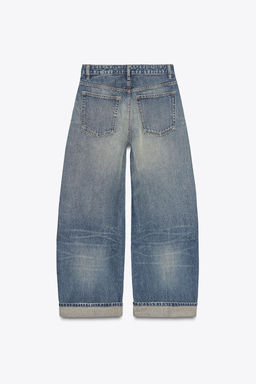 TRF BAGGY FOLDED RIPPED MID-WAIST JEANS - Zara фото 7