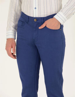 _ndigo Slim Fit Keten Kar___ml_ Kanvas Pantolon