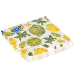 Салфетки бумажные 33х33см Лилия, 2-х слойные, 20 штук в упаковке, Мохито (Россия)