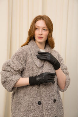 Перчатки из экокожи, экозамши и шерсти