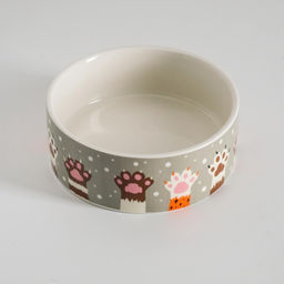 Миска керамическая Лапы 300 мл - 11.511.55 см, бело-серая - Пижон фото 3