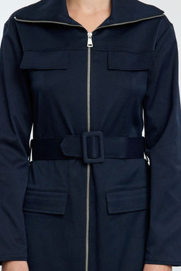 Trendyolmilla Lacivert Fermuarl? Cep Detayl? Gabardin Kumas Midi Dokuma Gomlek Elbise TWOAW25EL00261  фото 3