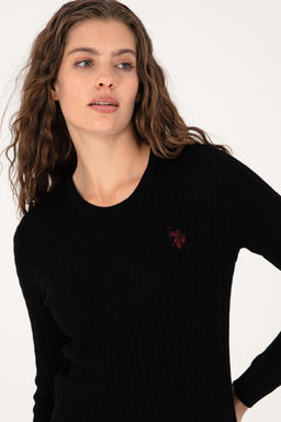 Свитер U.S. Polo Assn черный с круглым вырезом