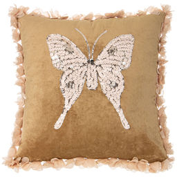 НАВОЛОЧКА ДЕКОРАТИВНАЯ БАБОЧКА,45Х45СМ,ЗОЛОТОЙ,100%ПЭ