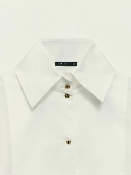 Блузка с манишкой из хлопка и тенселя / Zarina