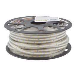 ULS-Q325 2835-60LED/m-10mm-IP67-220V-6W/m-50M-WW Светодиодная гибкая герметичная лента Volpe. В ПВХ трубке. Упаковка - бобина 50 м. IP67. Угол излучения 120. Кратность резки 1 м. Теплый белый свет.