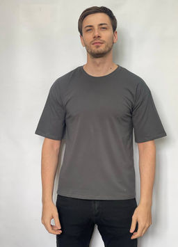 KM1808 Футболка OVER SIZE (плотный хлопок) ГРАФИТ