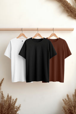 Siyah-Kahverengi-Beyaz Slim/Dar Kesim Bisiklet Yaka %100 Pamuklu 3lu Paket T-Shirt TMNSS19BO0007