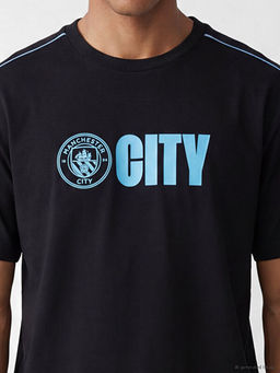 Bisiklet Yaka Manchester City Bask?l? Erkek Spor Ti??rt