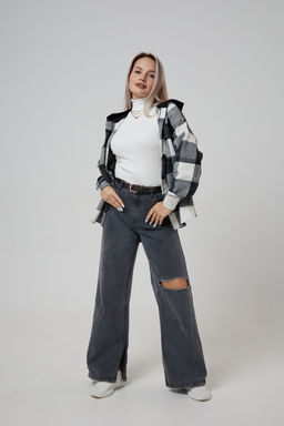 Рубашка женская в клетку с капюшоном РЖКК-01