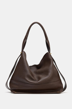 LEATHER MAXI BUCKET BAG - Zara фото 7