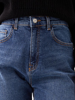 Y?ksek Bel Slim Mom Kad?n Jean Pantolon