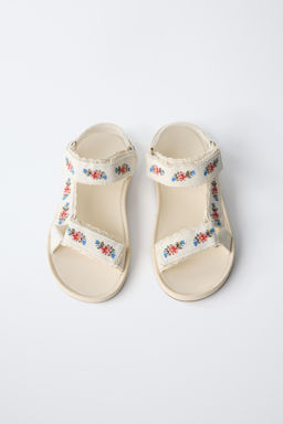 SANDALIA T?CNICA BORDADOS / Blanco Crudo - Zara фото 4