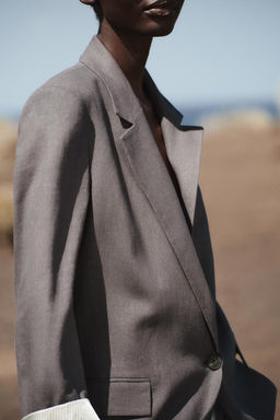 LINEN BLAZER WITH PRINTED CUFFS - Zara фото 4