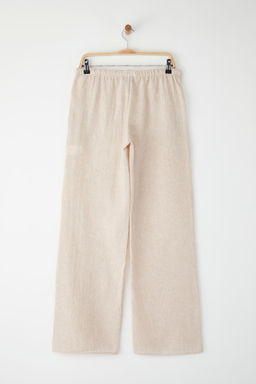 Trendyolmilla Tas Keten Gorunumlu Baglama Detayl? Wide Leg/Genis Paca Dokuma Pantolon TWOSS25PL00109 фото 6