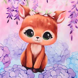 Сумка детская «Оленёнок», 35×30 см, фиолетовая