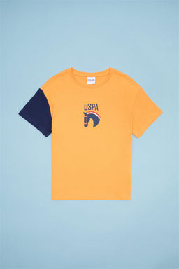 Детская оранжевая футболка с круглым вырезом Неожиданная скидка в корзине