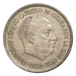 Монета 25 песет 1957 (59) года Испания