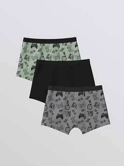 Desenli Erkek ?ocuk Boxer 3l?