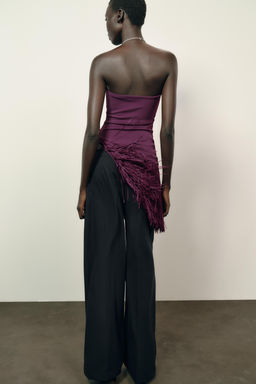 FRINGED STRETCH BANDEAU TOP - Zara фото 5