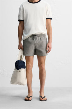 SEERSUCKER MID-LENGTH SWIMMING TRUNKS - Zara фото 40
