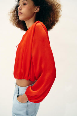 SATIN BALLOON BLOUSE - Zara фото 3