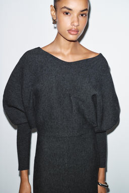 V-NECK KNIT MIDI DRESS - Zara фото 15