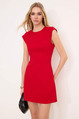 K?rm?z? Duz K?sa / Mini Dokuma Elbise TWOSS26EL00069