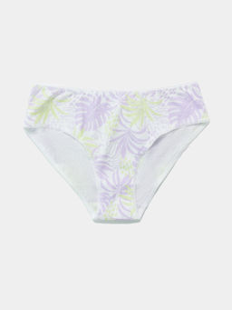 Цена за 2 штуки! Трусы для девочек слипы белые с принтом листья